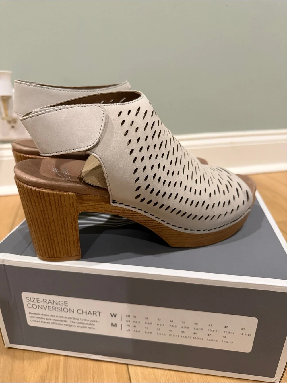 Dansko Gray Suede Perforated Peep-Toe Wedge Sandals